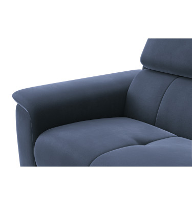 Canapé 3 places FIERO, tissu velours bleu marine