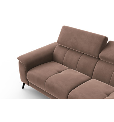 Canapé 3 places FIERO, tissu velours marron