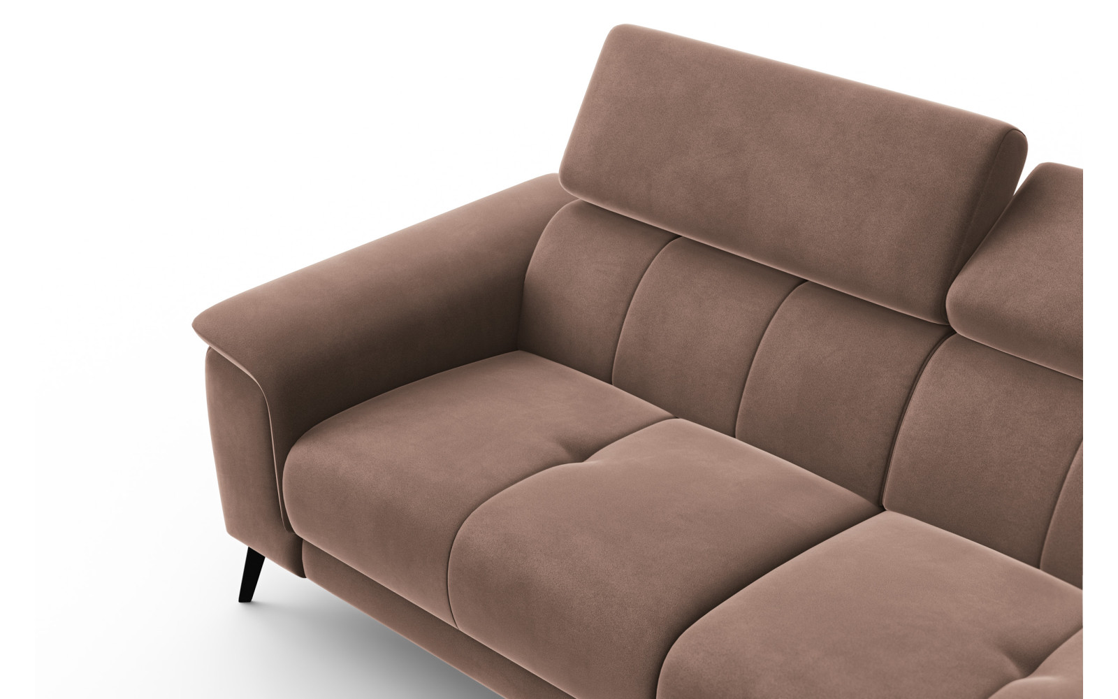Canapé 3 places FIERO, tissu velours marron