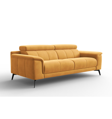 Canapé 3 places FIERO, tissu velours jaune
