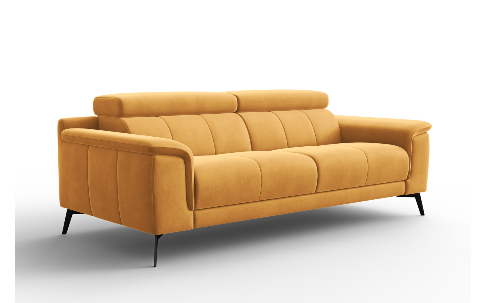 Canapé 3 places FIERO, tissu velours jaune