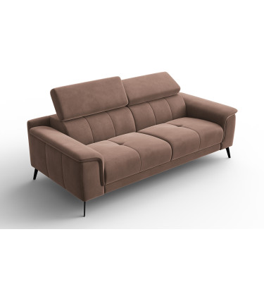 Canapé 3 places FIERO, tissu velours marron