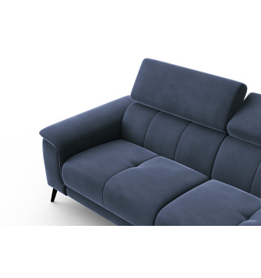 Canapé 3 places FIERO, tissu velours bleu marine