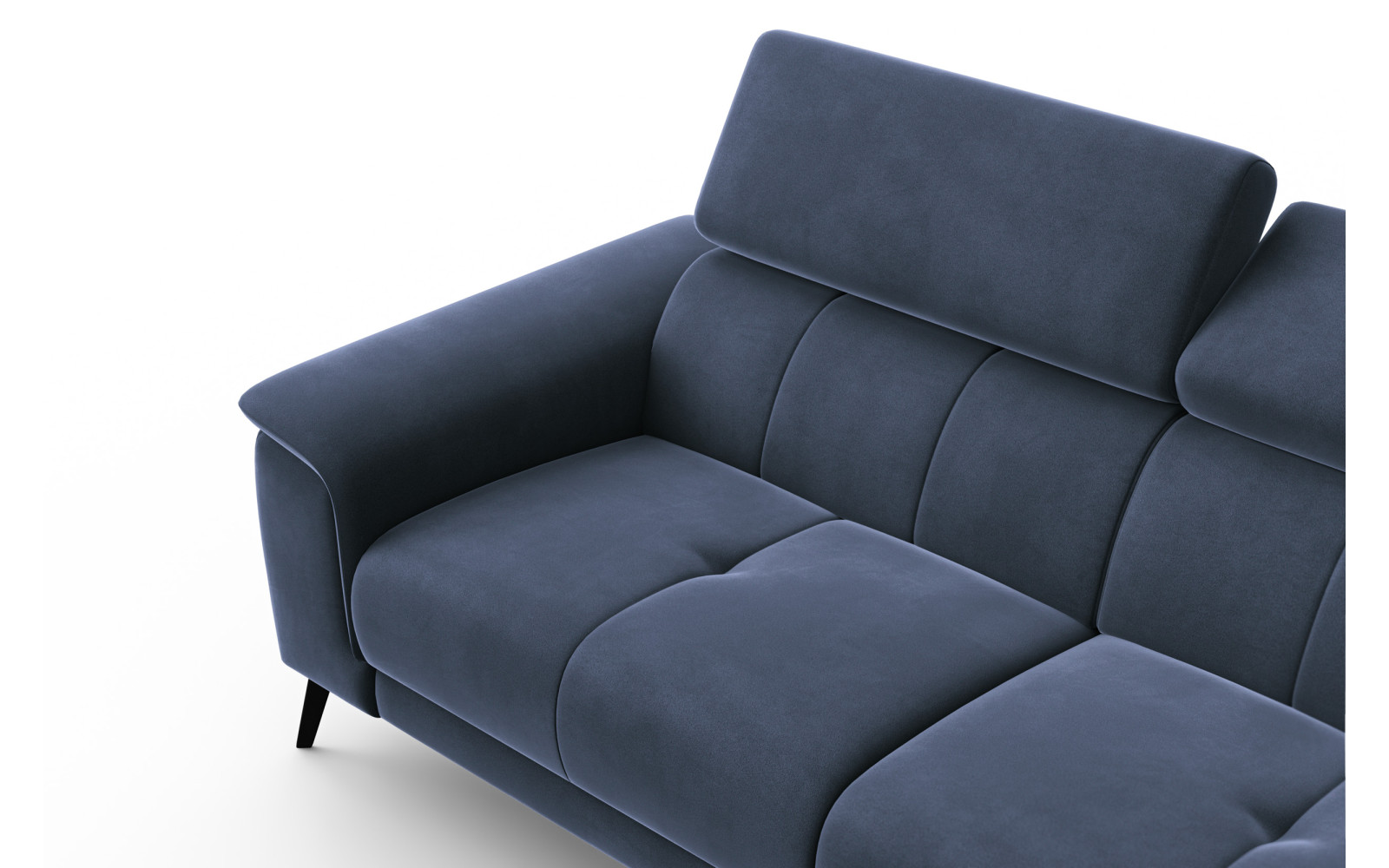 Canapé 3 places FIERO, tissu velours bleu marine