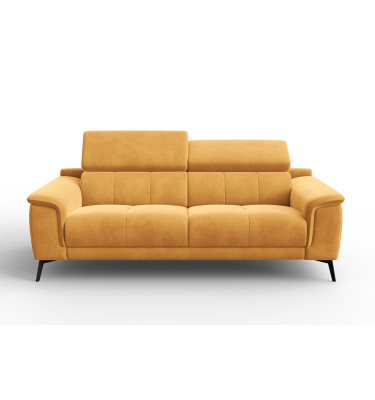 Canapé 3 places FIERO, tissu velours jaune