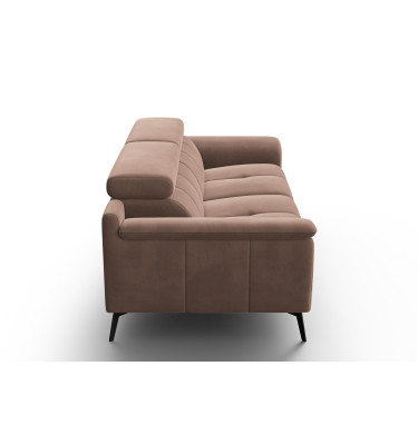 Canapé 3 places FIERO, tissu velours marron