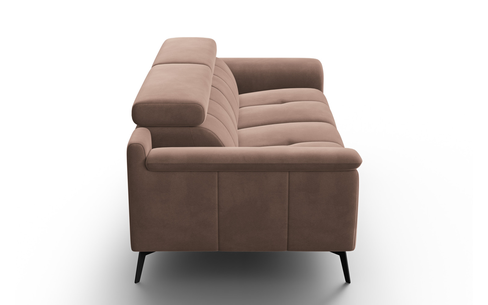 Canapé 3 places FIERO, tissu velours marron