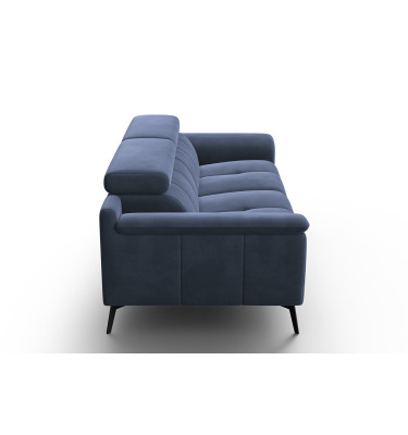 Canapé 3 places FIERO, tissu velours bleu marine