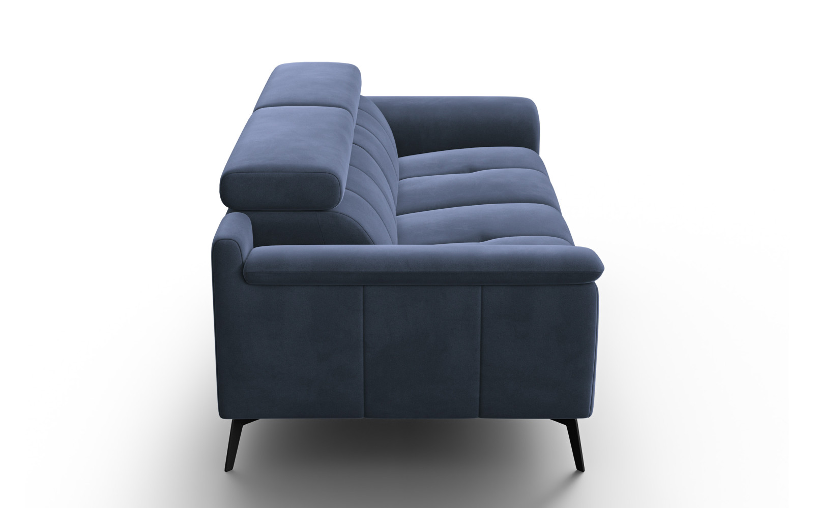 Canapé 3 places FIERO, tissu velours bleu marine