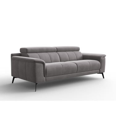 Canapé 3 places FIERO, tissu velours gris foncé