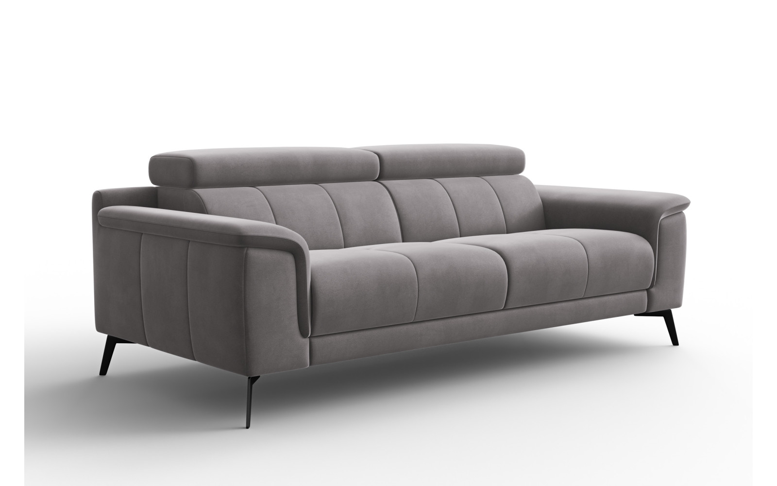 Canapé 3 places FIERO, tissu velours gris foncé