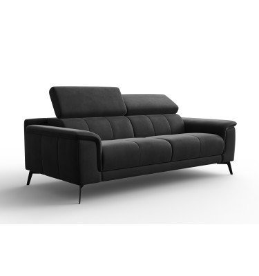 Canapé 3 places FIERO, tissu velours noir