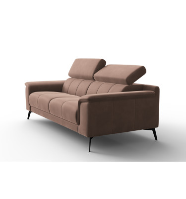 Canapé 3 places FIERO, tissu velours marron