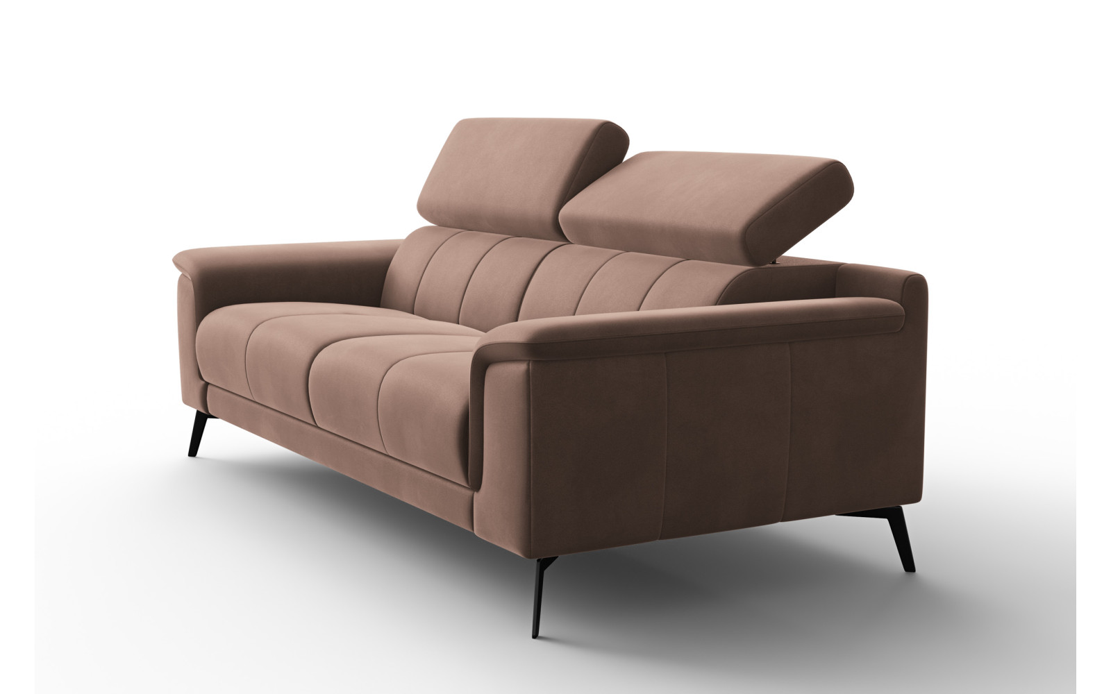 Canapé 3 places FIERO, tissu velours marron
