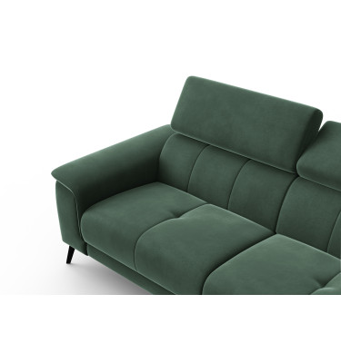 Canapé 3 places FIERO, tissu velours vert