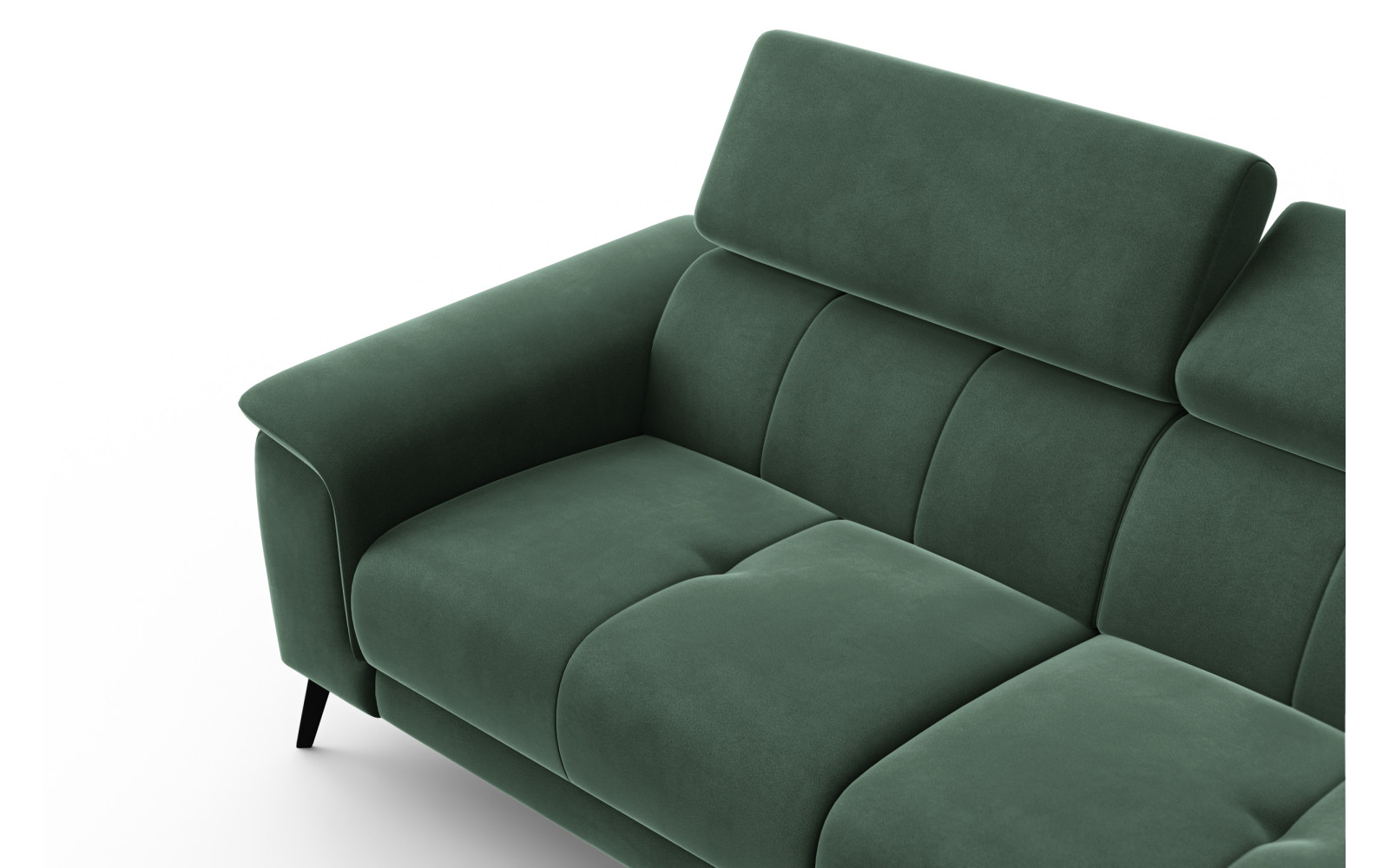 Canapé 3 places FIERO, tissu velours vert
