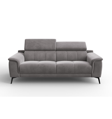 Canapé 3 places FIERO, tissu velours gris foncé