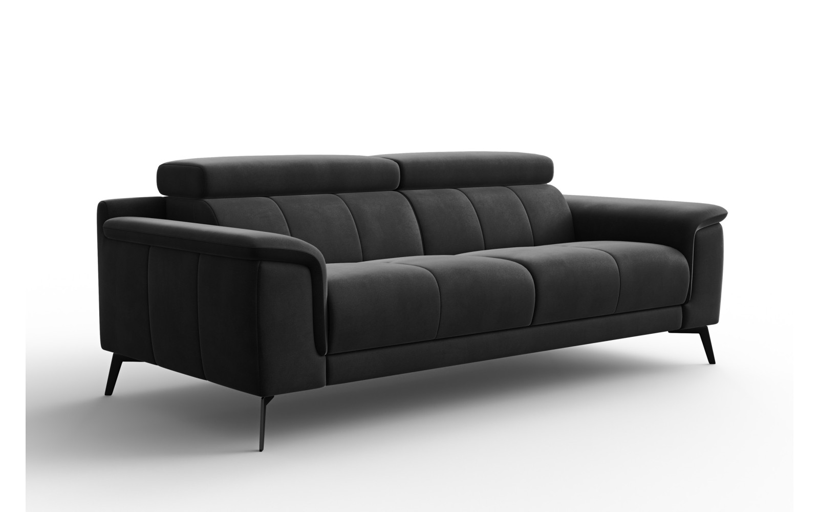Canapé 3 places FIERO, tissu velours noir