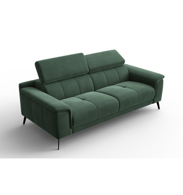 Canapé 3 places FIERO, tissu velours vert