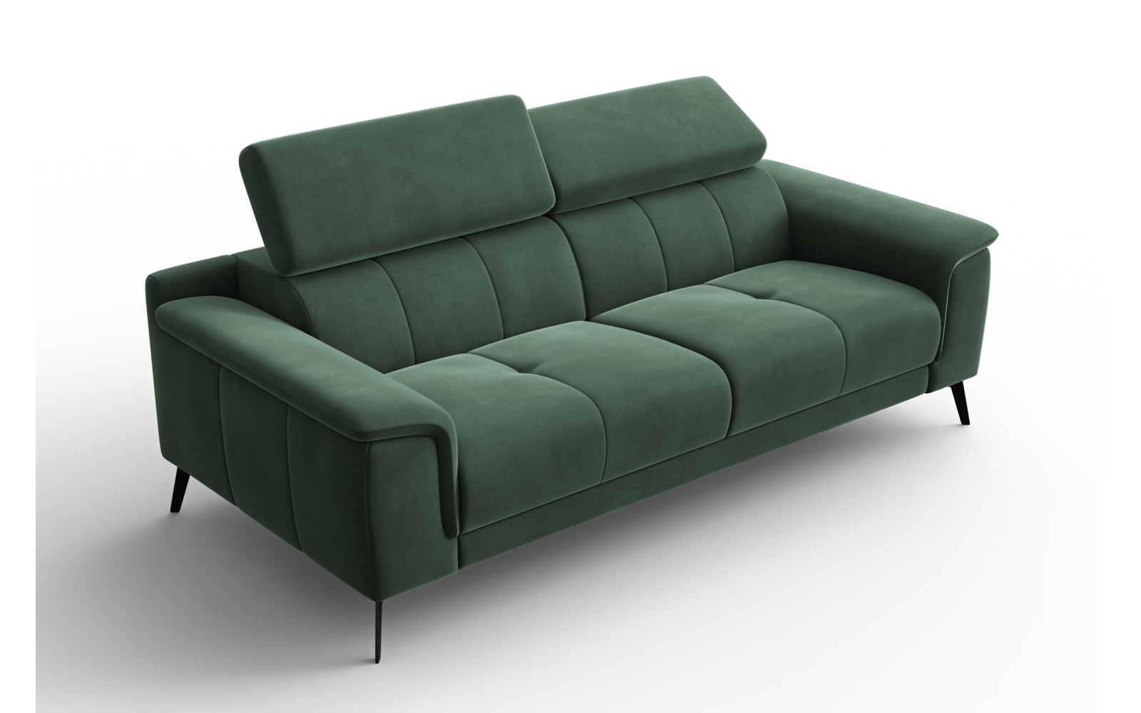 Canapé 3 places FIERO, tissu velours vert