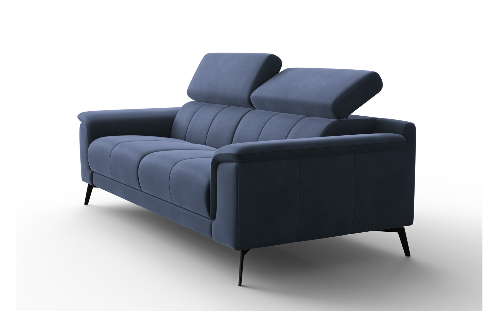 Canapé 3 places FIERO, tissu velours bleu marine