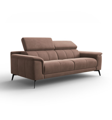 Canapé 3 places FIERO, tissu velours marron