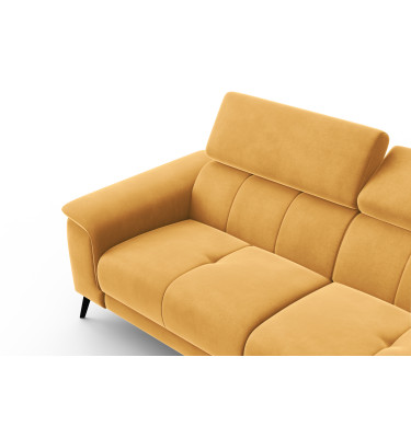 Canapé 3 places FIERO, tissu velours jaune
