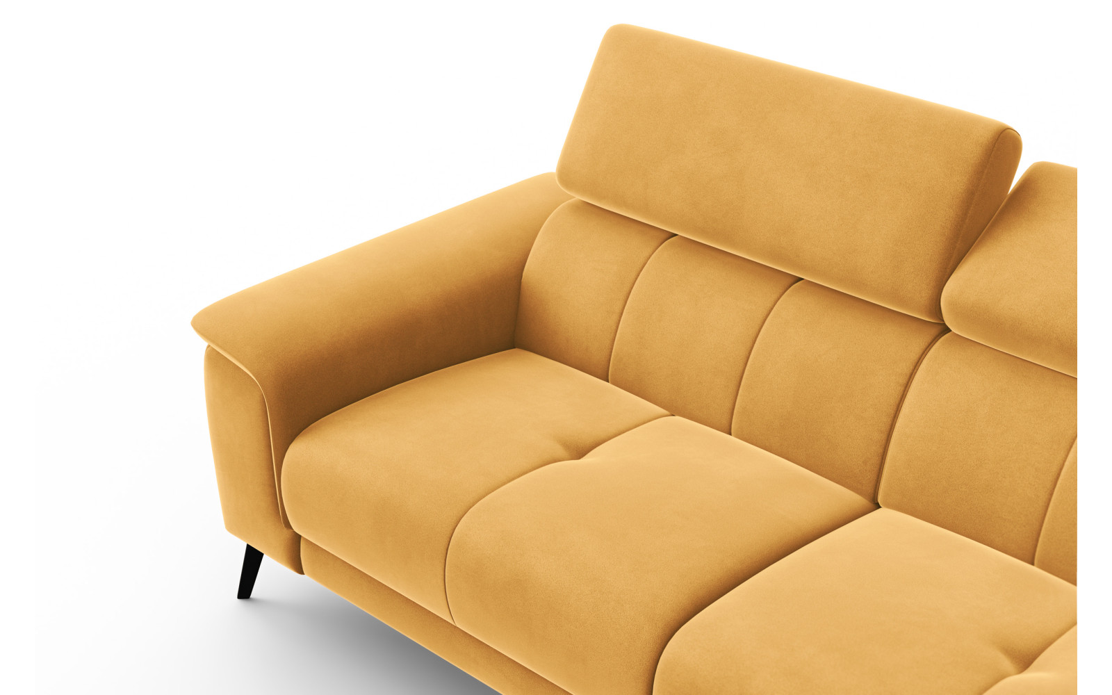 Canapé 3 places FIERO, tissu velours jaune