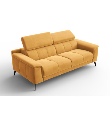 Canapé 3 places FIERO, tissu velours jaune