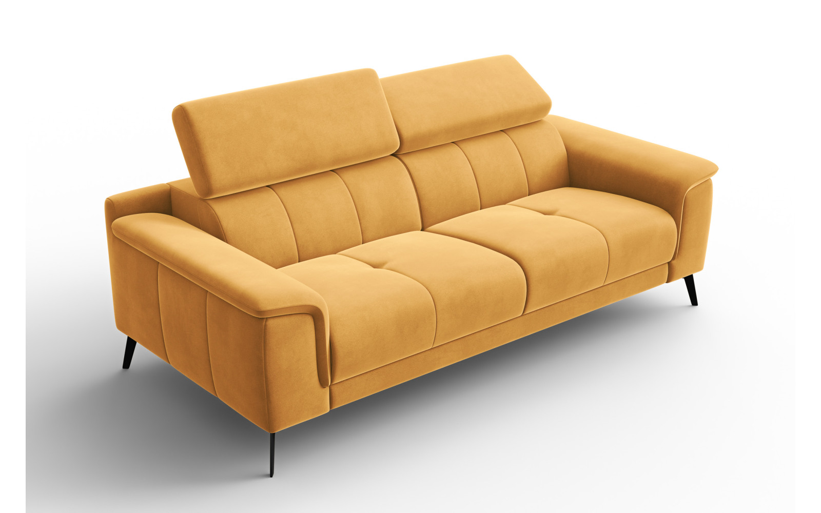 Canapé 3 places FIERO, tissu velours jaune