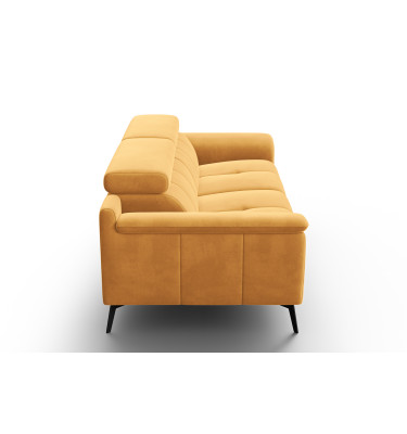 Canapé 3 places FIERO, tissu velours jaune