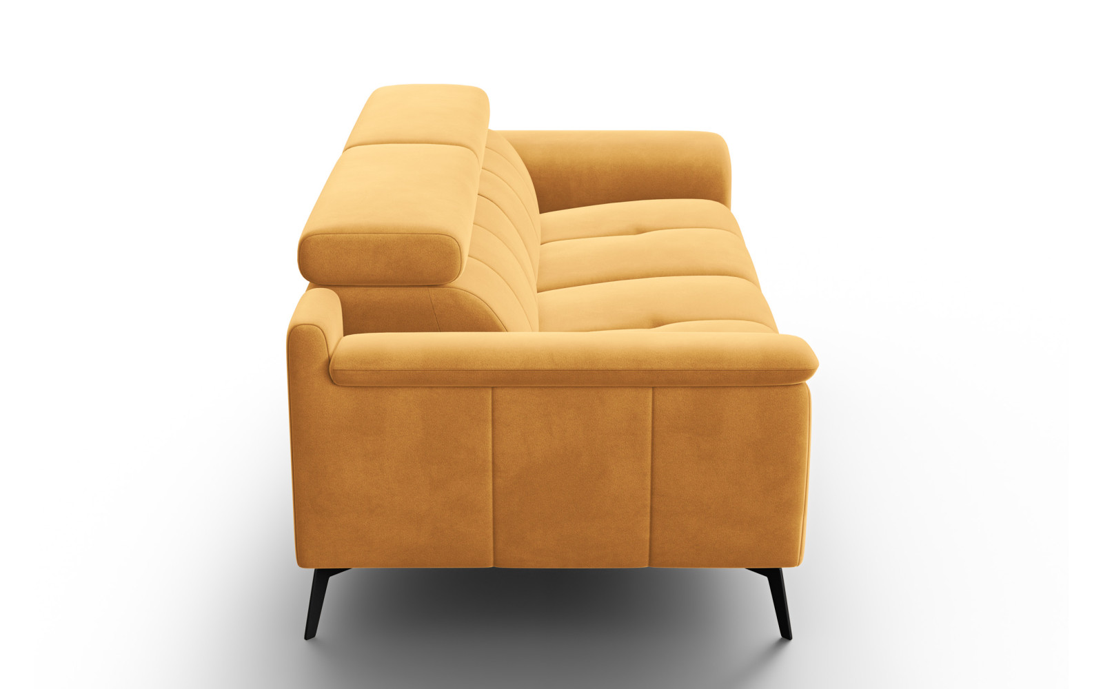 Canapé 3 places FIERO, tissu velours jaune