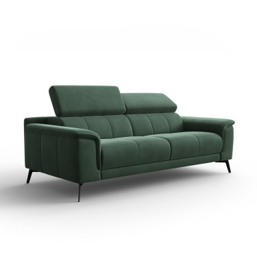 Canapé 3 places FIERO, tissu velours vert