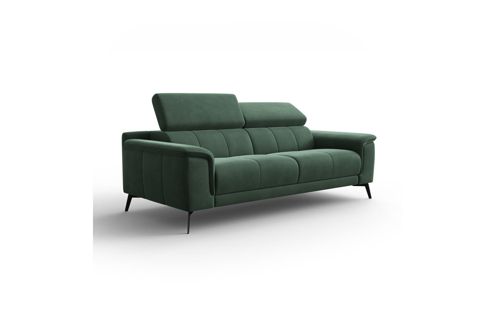 Canapé 3 places FIERO, tissu velours vert