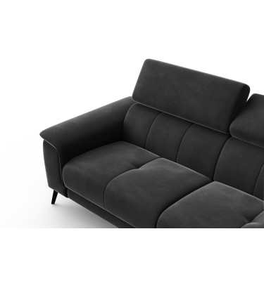 Canapé 3 places FIERO, tissu velours noir