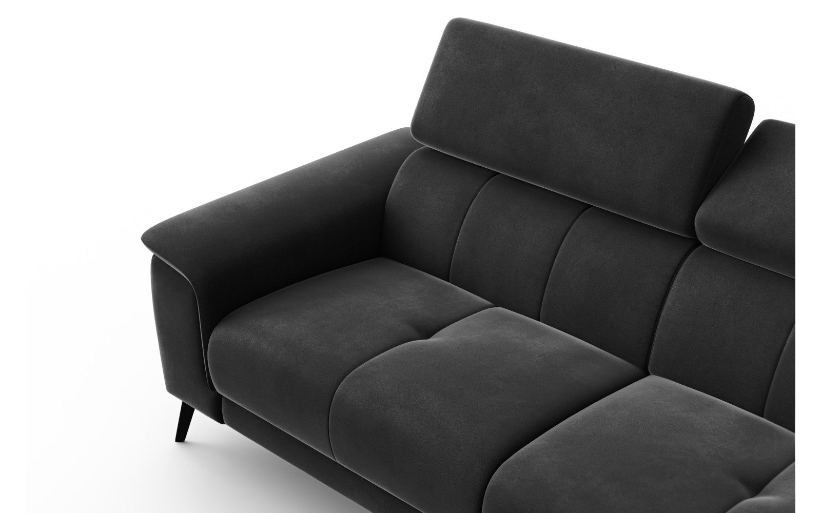 Canapé 3 places FIERO, tissu velours noir