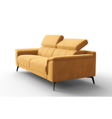 Canapé 3 places FIERO, tissu velours jaune