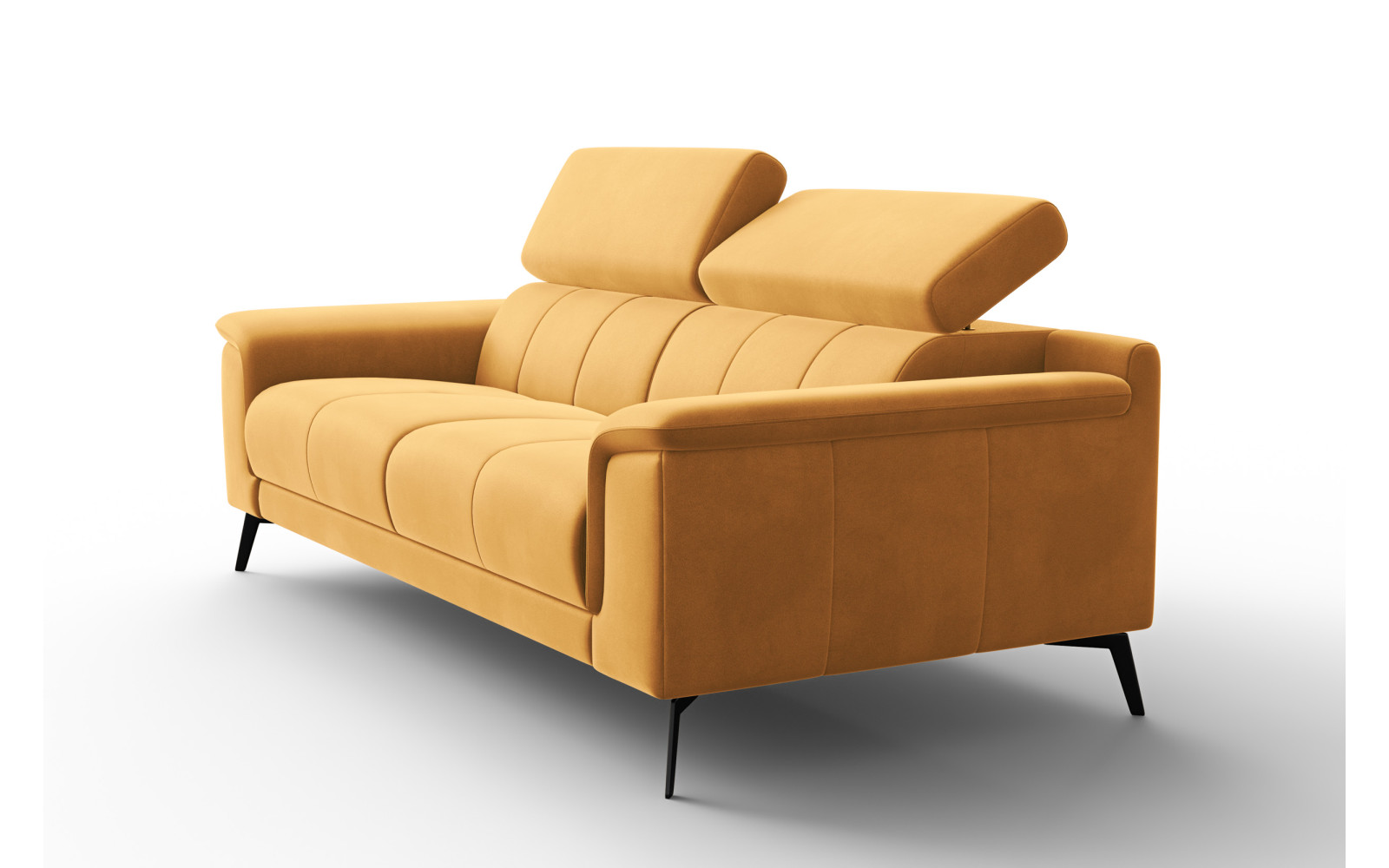 Canapé 3 places FIERO, tissu velours jaune