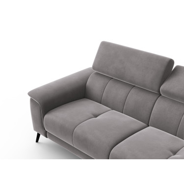 Canapé 3 places FIERO, tissu velours gris foncé