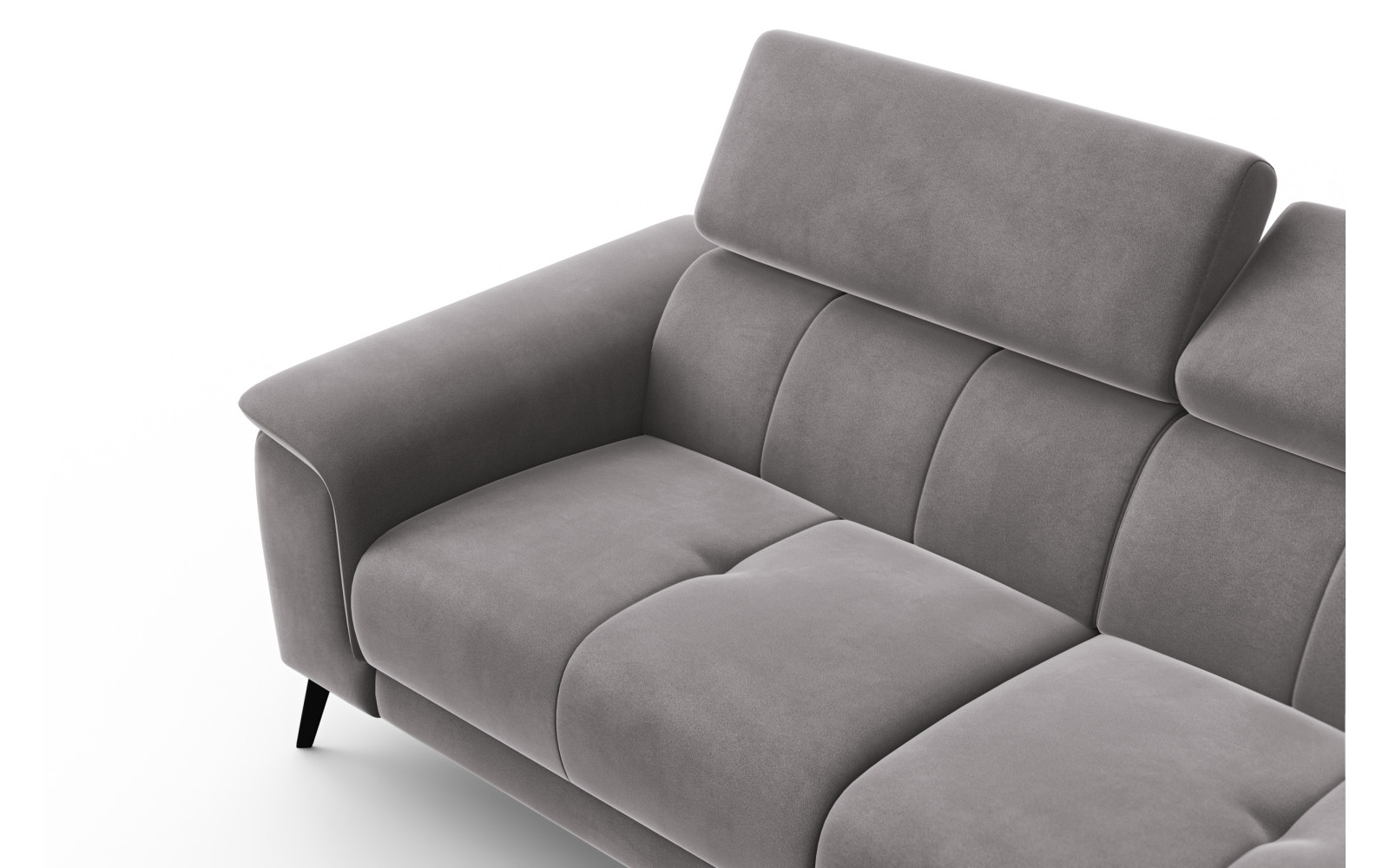 Canapé 3 places FIERO, tissu velours gris foncé