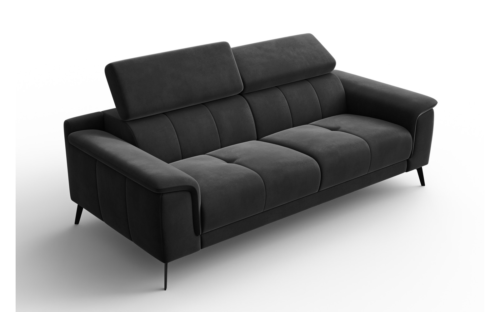 Canapé 3 places FIERO, tissu velours noir