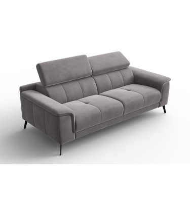 Canapé 3 places FIERO, tissu velours gris foncé