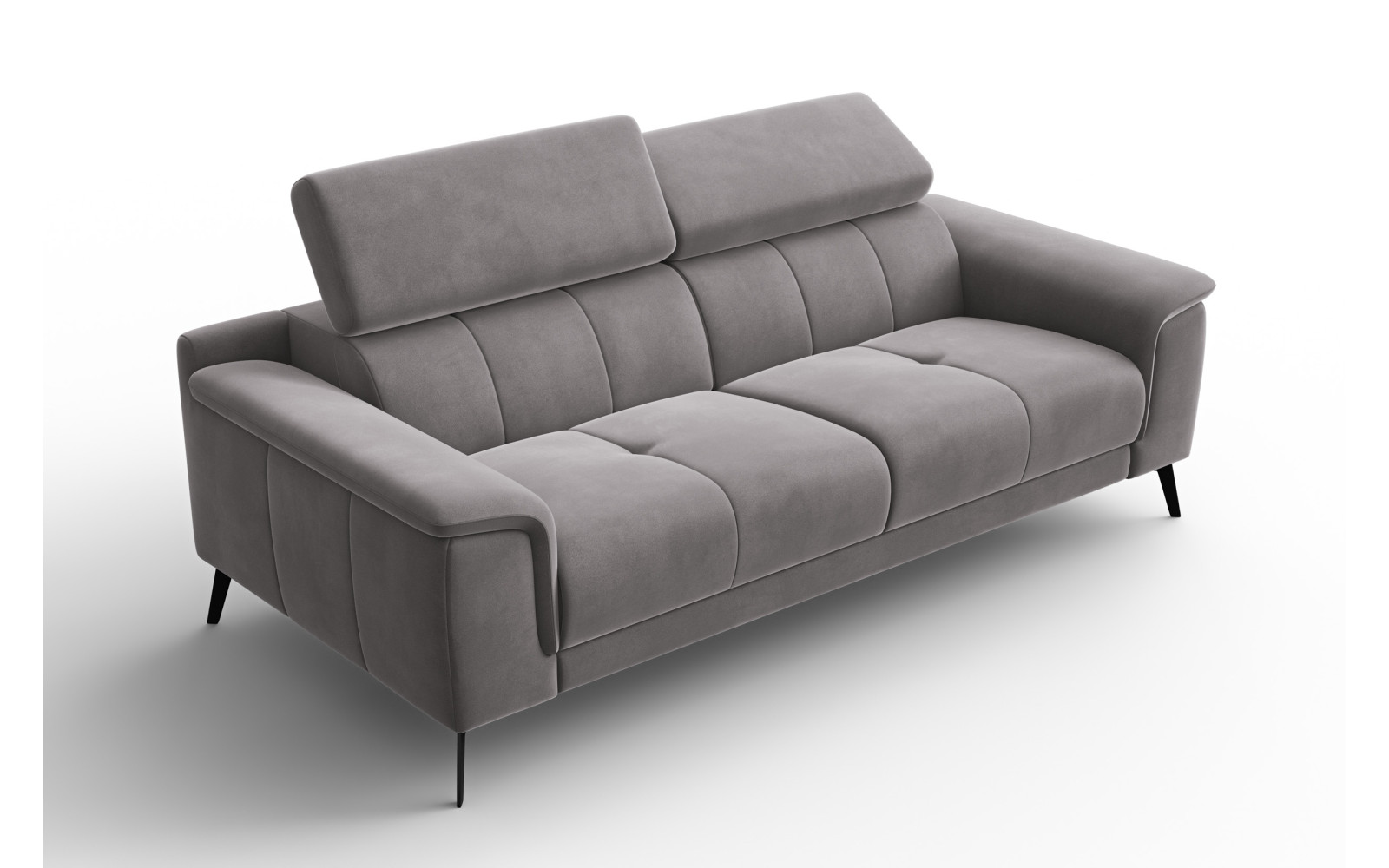 Canapé 3 places FIERO, tissu velours gris foncé