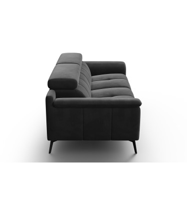 Canapé 3 places FIERO, tissu velours noir