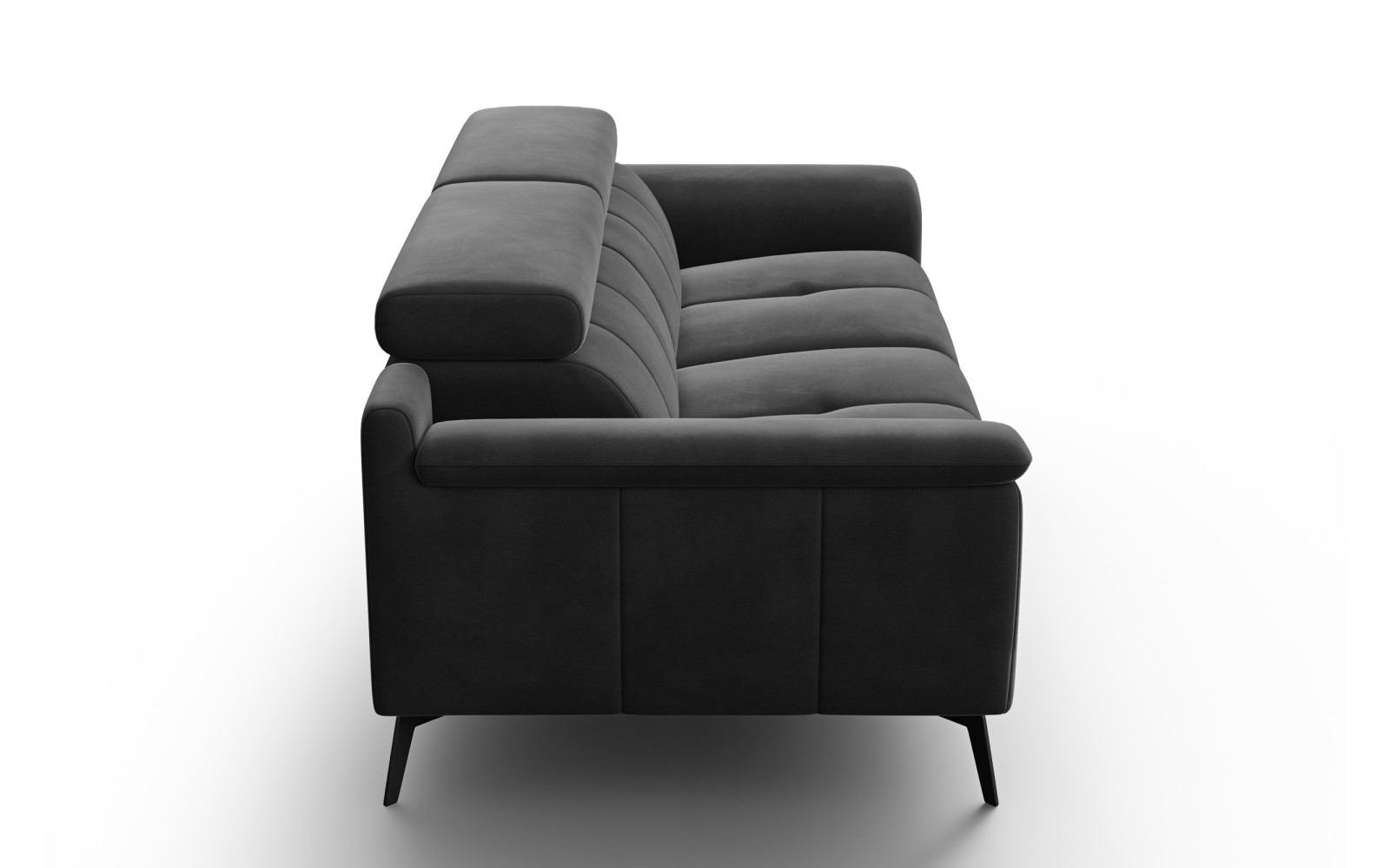 Canapé 3 places FIERO, tissu velours noir