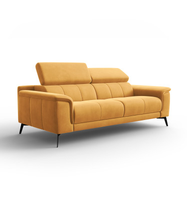 Canapé 3 places FIERO, tissu velours jaune