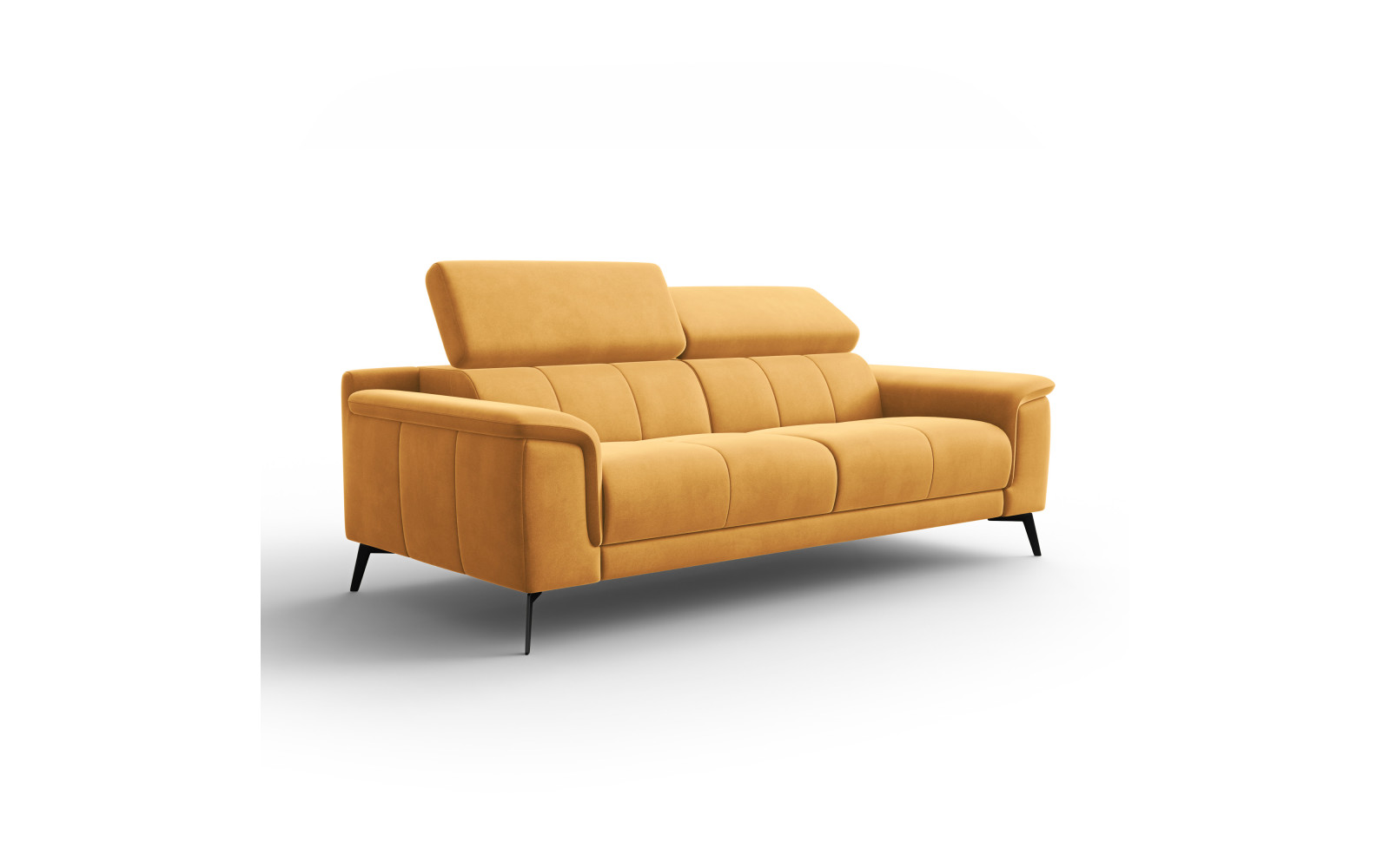 Canapé 3 places FIERO, tissu velours jaune