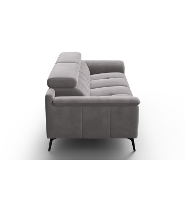 Canapé 3 places FIERO, tissu velours gris foncé