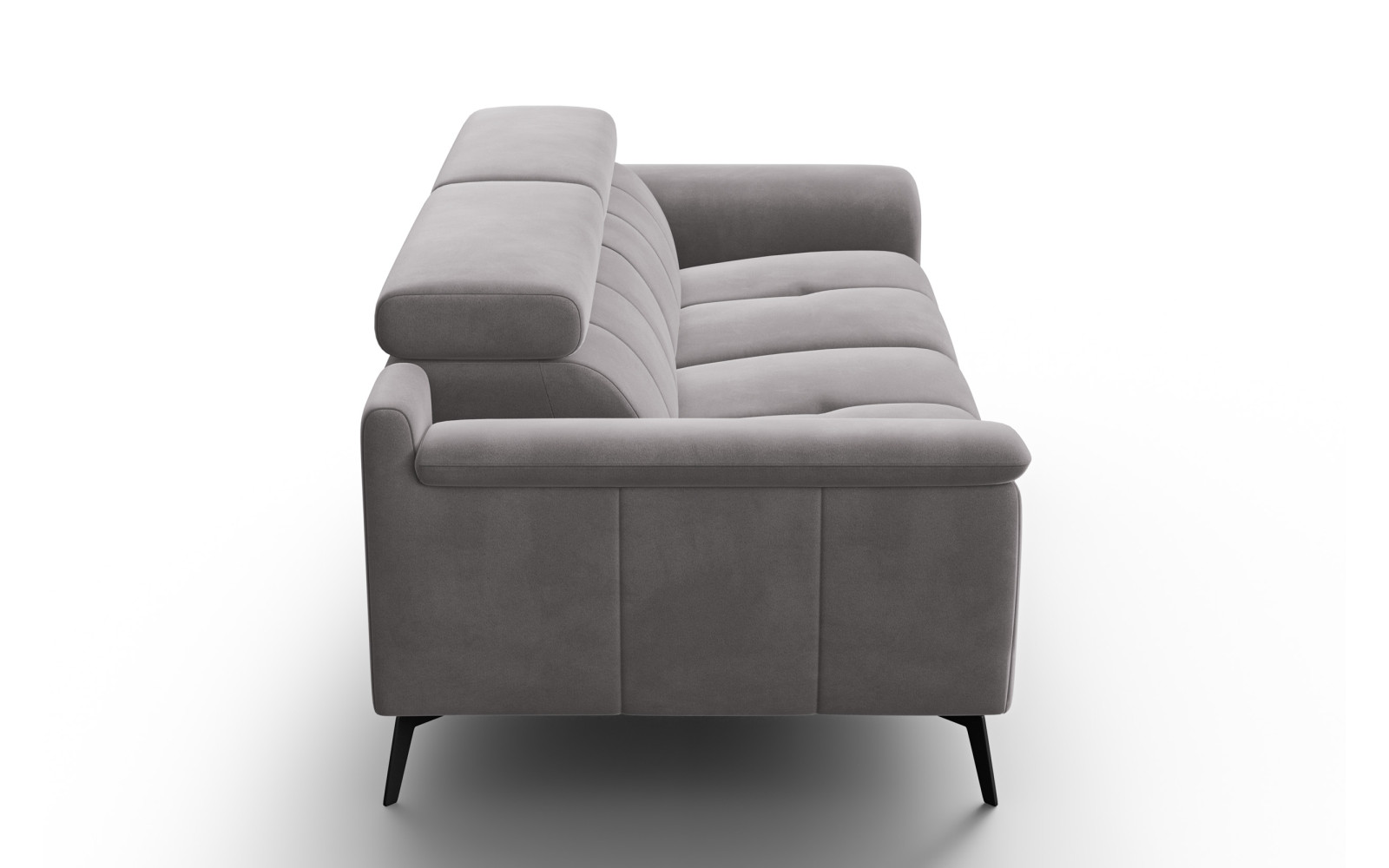 Canapé 3 places FIERO, tissu velours gris foncé