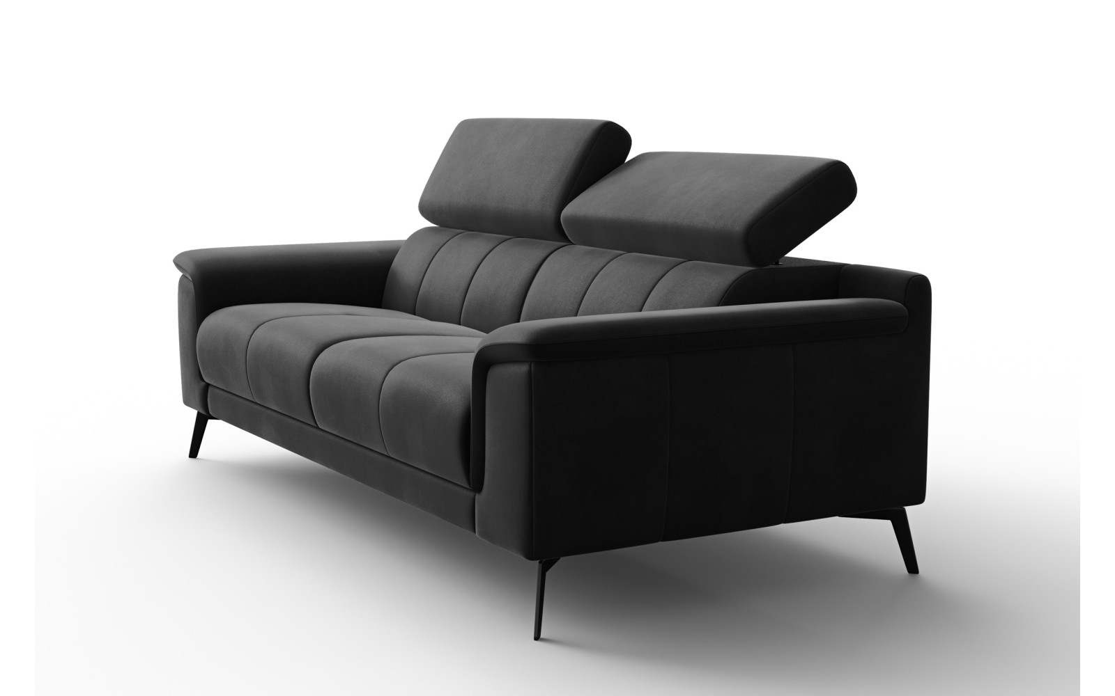 Canapé 3 places FIERO, tissu velours noir